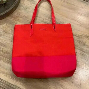 Lancome tote with flamingo lining-red & pink